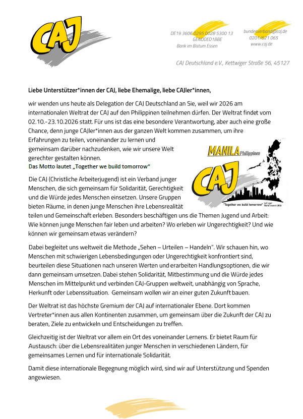 Titelseite Spendenbrief